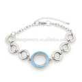 Novo preço de aço inoxidável esmalte azul pulseira medalhão flutuante pulseira jóias